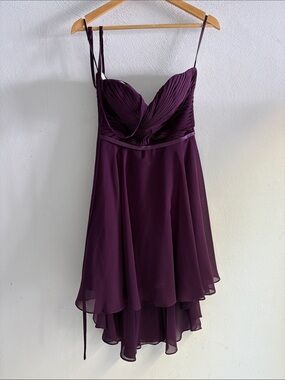 Elegant Plum Chiffon A-Line Dress with Spaghetti Straps